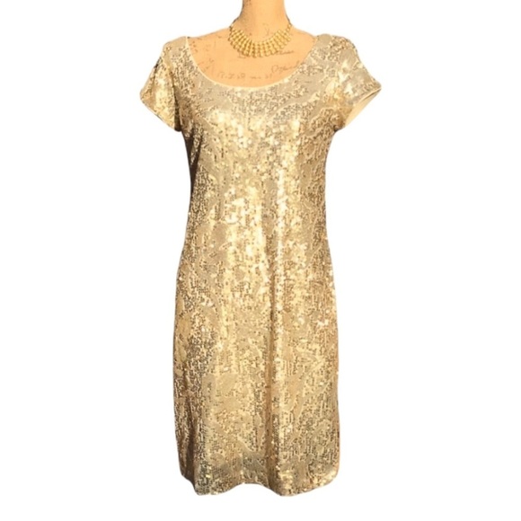 Roz  & Ali Gold Sequin Sheath Dress - Picture 1 of 7